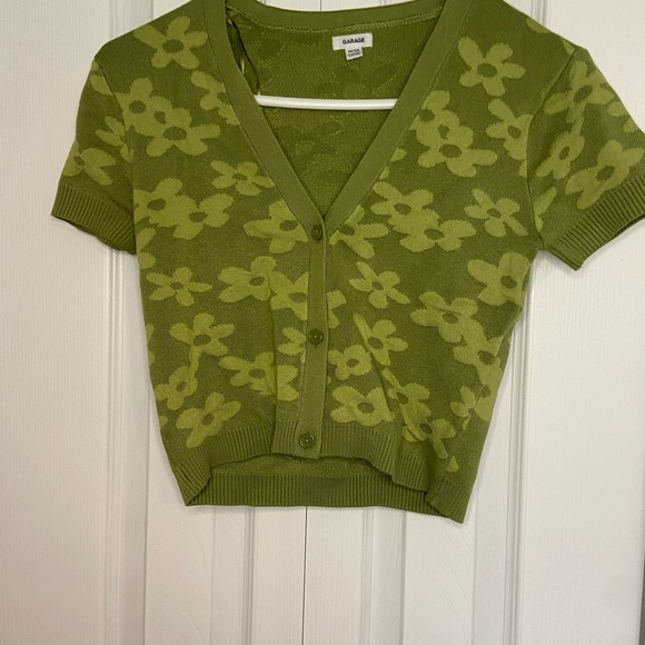 Green flora cropped cardigan - Picture 3 of 3